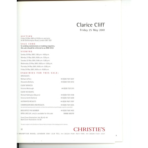 Christie's Auction Catalog Clarice Cliff Sale May 2001 Decorative Arts Bizarre - Picture 3 of 3